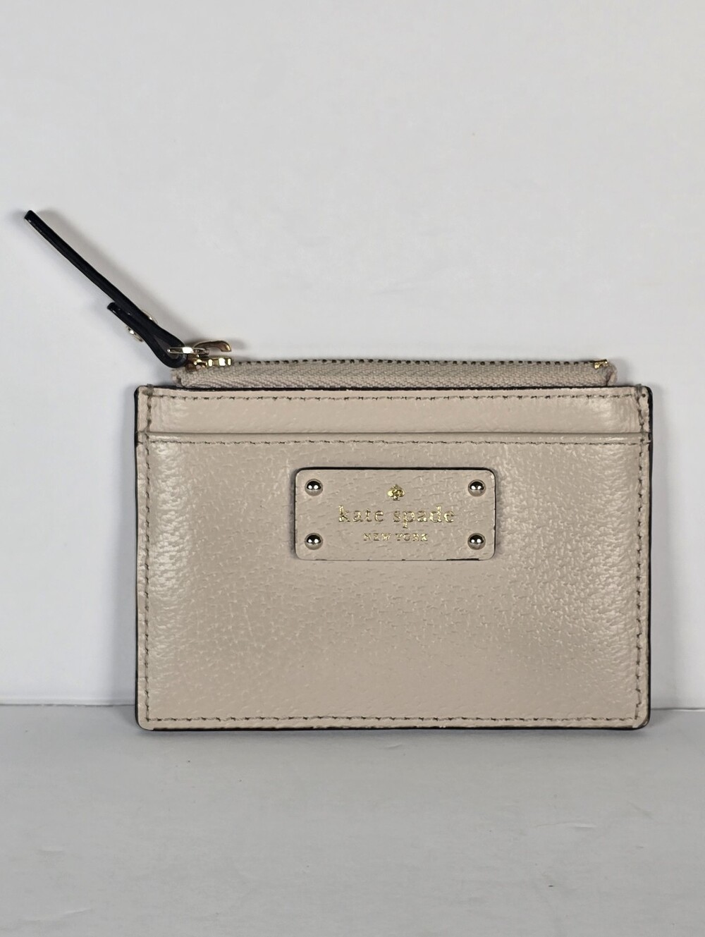 Kate Spade Adi Grove Street Card Holder Wallet Beige Pebbled Leather